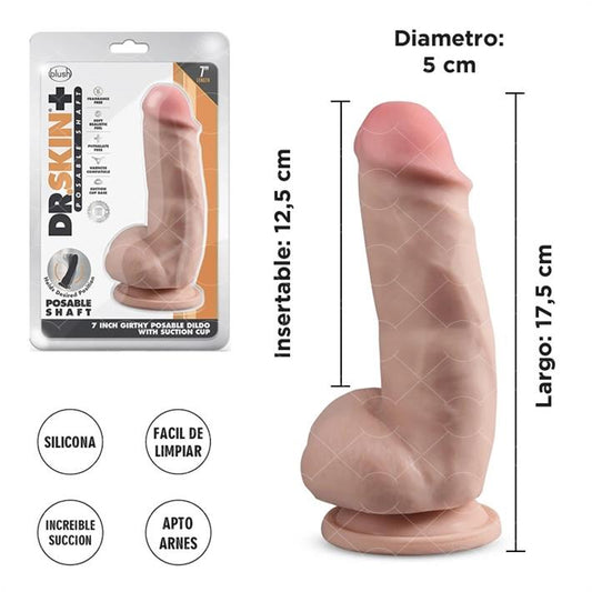 Dildo de 18cm Símil Piel con Sopapa y Testículos